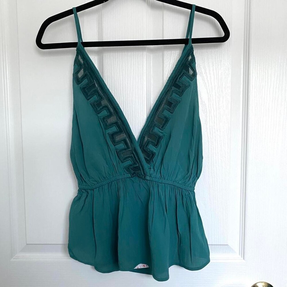Free People Women's Green and Blue Blouse